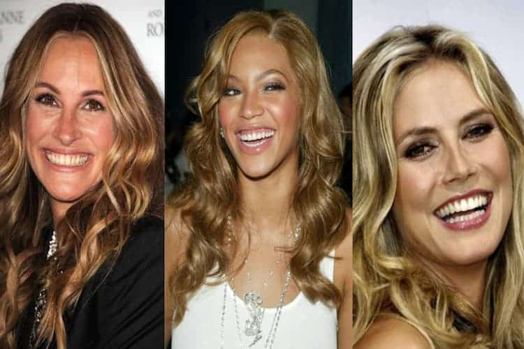 three famous celebrities with gummy smiles in the photo